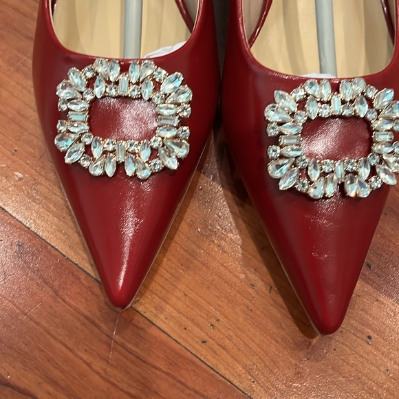 NWT C.Paravano Pumps I Pointed Toe Kitten Heel, Red 10.5 - Picture 9 of 12